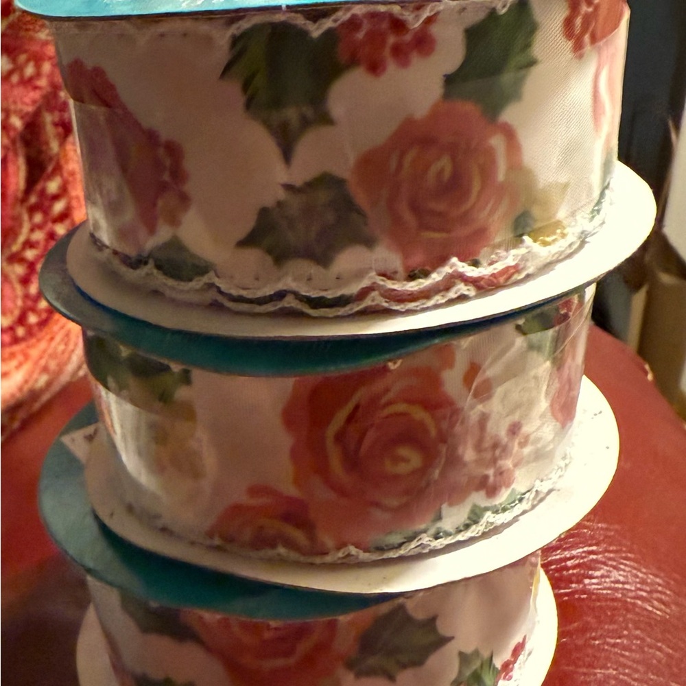 The Pioneer Women Holly rose decorative ribbon 3 new rolls